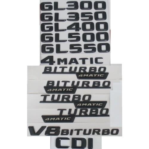 3D Matt Black Trunk Letters Badge Emblem Emblems Badges for Mercedes Benz GL350 GL400 GL500 GL550 GL420 V8 BITURBO AMG 4MATIC