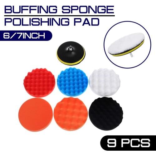 9pcs/Set Car Polishing Pad Sponge 6/7 inch Buffing Waxing Boat Car Polish Buffer Drill Wheel Polisher Removes Scratches