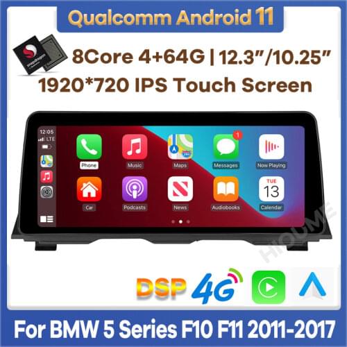 12.3" Snapdragon Android 10.0 Car Multimedia Player GPS Navigation for BMW 5 Series 520i F10 F11 2011-2016 Radio Stereo Video