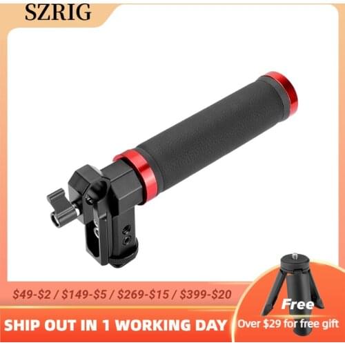 SZRIG DSLR Shoe Compatible Top Leather Handle with Grip Quick Release 1/4-20 Holes For Dslr Cameras