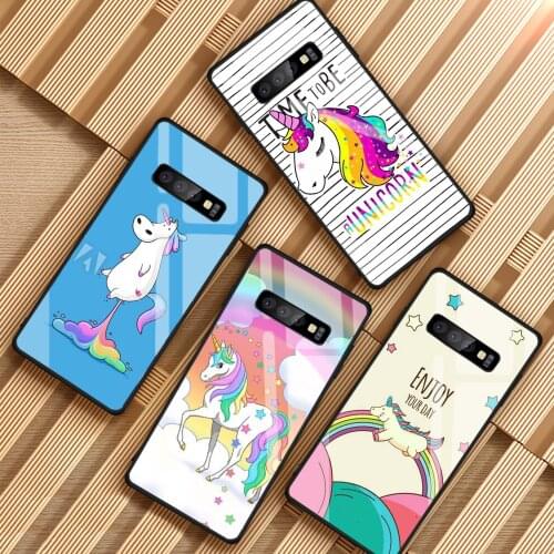 Unicorn On Rainbow Jetpack Tempered Glass Phone Case For Samsung Galaxy A6 A6S A8 A8S J6 J8 2018 S8 S9 S10 PLUS NOTE 8 9