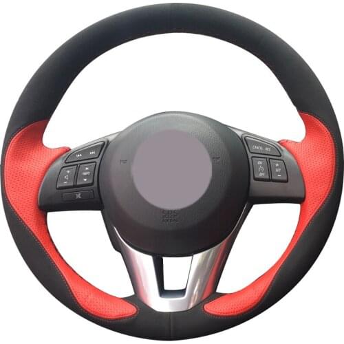Black Suede Red Beige Leather Car Steering Wheel Cover for Mazda 3 Axela Mazda 6 Atenza Mazda 2 CX-3 CX3 CX-5 CX5 Scion iA