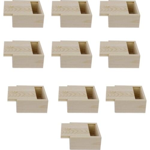 10pcs Handmade Wooden Box Soap Jewelry Container Sliding Cover Box (Khaki)