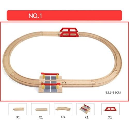 EDWONE 12PCS Tracks Set Wood Red Cross Wood Railway Train Accessories Track Bridge Fit Wooden Biro Tracks