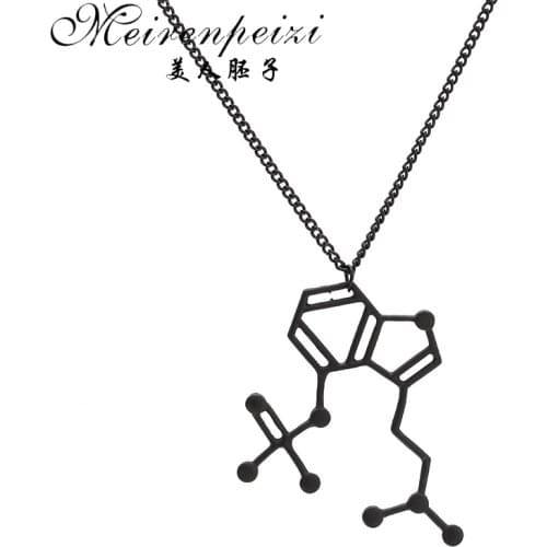 Chemistry Structure Pendant Necklace Caffeine Molecule Pendant Necklace Elegant Chain Women Men Jewelry Christmas Gift