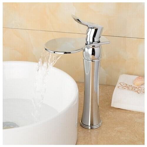Bathroom chrome basin faucet water sink mixer tap waterfall basin faucet waterfall mixer tap for bathroom sink crane
