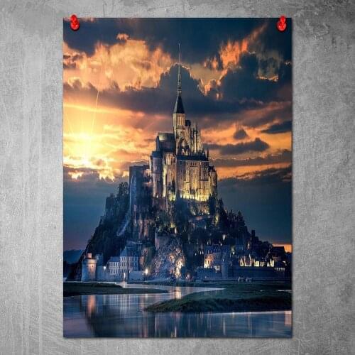 Canvas Print Mont Saint Michel France Poster Decorative Picture Modern Wall Art Paintings Home Decor No Frame