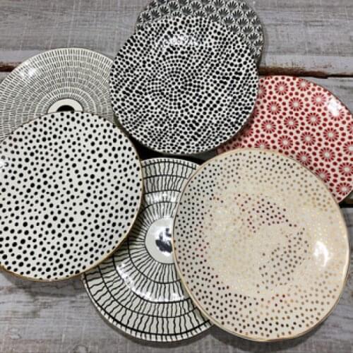 Ceramic Household Irregular shape Tableware Creative Dessert Steak Salad Snack Cake Plates Round Breakfast Dinner Plates 8 inch