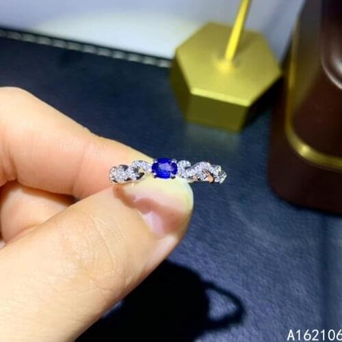 925 Pure Silver Chinese Style Natural Sapphire Womens Popular Exquisite Simple Oval Adjustable Gem Ring Fine Jewelry Support De