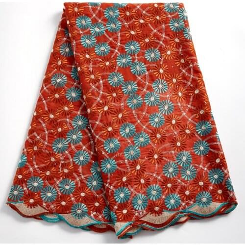 SJD LACE New High Quality Red African Fabric Swiss Voile Sewing Accessories Nigeria Fabric For Women Wedding Dress Party A 2375