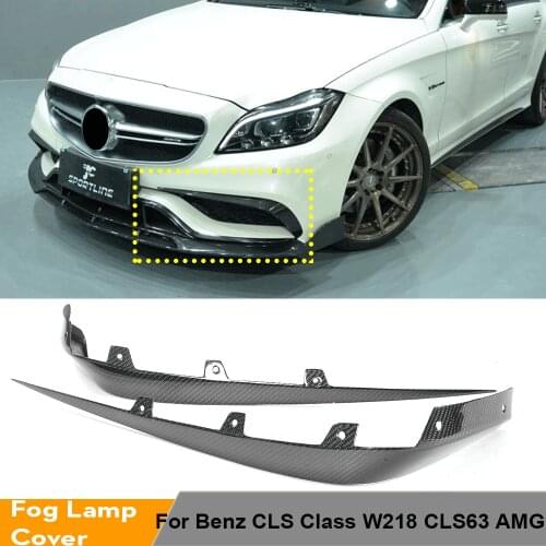 Carbon Fiber Front Bumper Wings Canards Fins for Mercedes Benz CLS-Class W218 CLS63 AMG Sedan 4-Door 2015 - 2017 2PCS/Set