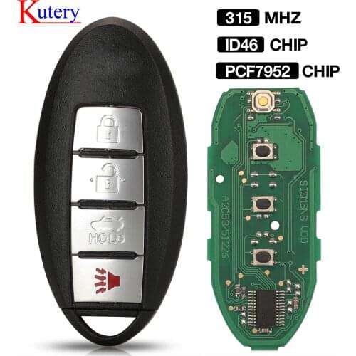Kutery 315MHZ ID46 PCF7952 Chip 4 Buttons Remote Control Car Key With Card Slot For Infiniti FX35 FX50 G25 G35 G37 Q40 Q60 Q70