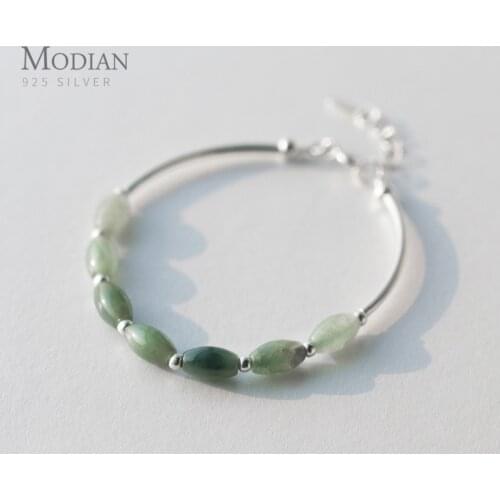 Modian Hot Sale Fashion Green Clear Crystal Charm Simple Jewelry For Women 925 Sterling Silver Classic Bracelet Party Fine Gift