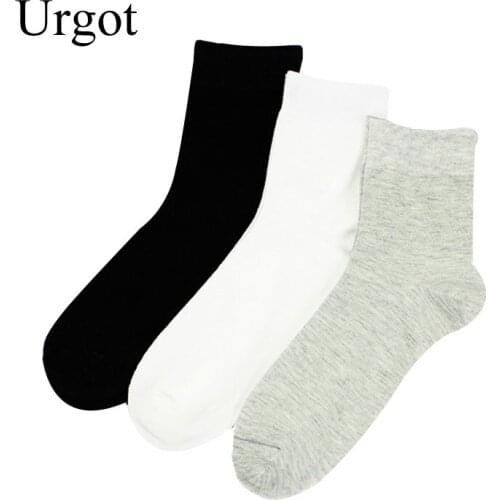 Urgot 5 Pairs Autumn Winter New Plus Size EUR 44,45,46 Mens Socks Long Tube Cotton Large Big Male Socks Meias Calcetines Hombre