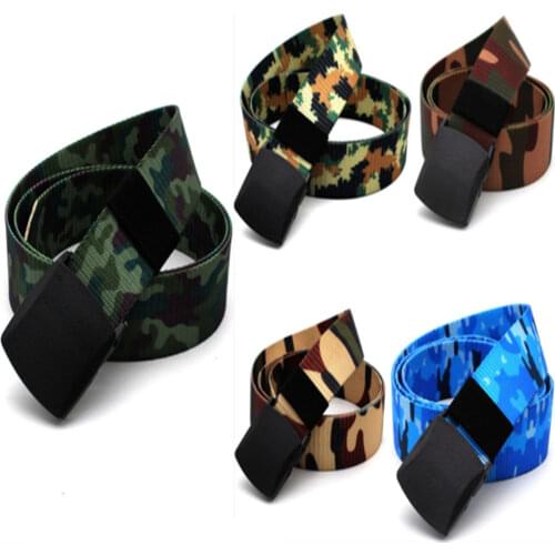 Mens Womens Camouflage Nylon Canvas Outdoor Training Belt Plastic Buckle PD003
