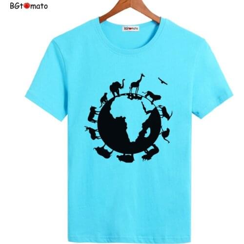 BGtomato New Summer Fashion The earth And Animals Design T Shirt Mens High Quality Custom Printed Tops Hipster Tees