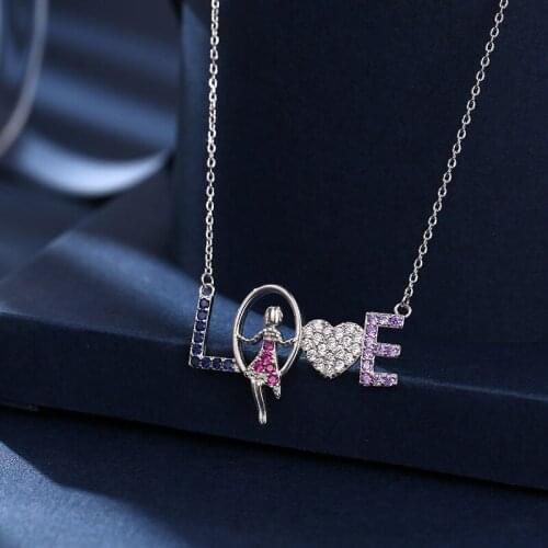 New original 925 sterling silver LOVE color zircon pendant necklace 2020 woman DIY fine jewelry Valentine Day gift free shipping