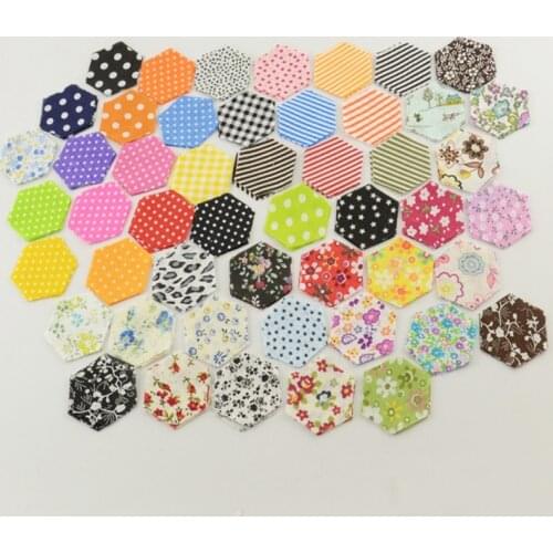 Booksew cotton fabric sexangle slice 2.4cm x 4.2cm 200pcs/lot printed no repeat design DIY textile quilting patchwork crafts