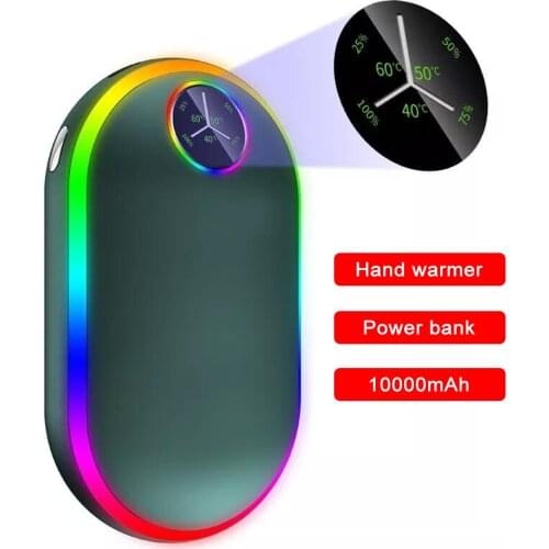 New USB Hand Warmer Charging Treasure Temperature Display Warm Baby Power Display Mobile Power Supply 10000 MAh