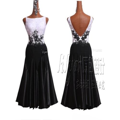 Ballroom Dance Dress Standard Skirt Competition Dress Costumes Performing Dress Customize New Arrival Adult Children White Black