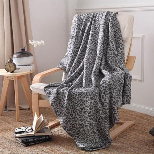 Leopard Cotton Knitted Throw Blanket for Sofa Bed Anti-Pilling Decorative Thread Blanket Air Conditioning Plaid 120x180cm