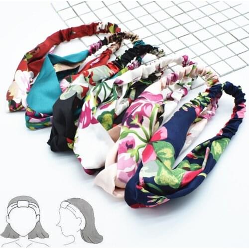 Fashion Women Girls Summer Bohemian Hair Bands Print Headbands Vintage Cross Turban Bandage Bandanas HairBands Hair Accessories