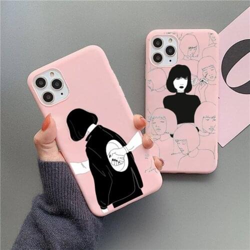Luxury Trend Design girl anime Phone Case Candy Color for iPhone 11 12 mini pro XS MAX 8 7 6 6S Plus X 5S SE 2020 XR