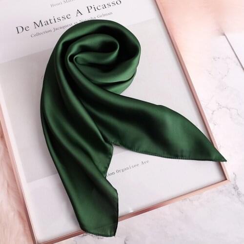 2021 New Fashion Silk Square Scarf For Women 70*70cm Neck Hair Tie Band Bag Warp Soft Neckerchief Hijab Headscarf Female Foulard