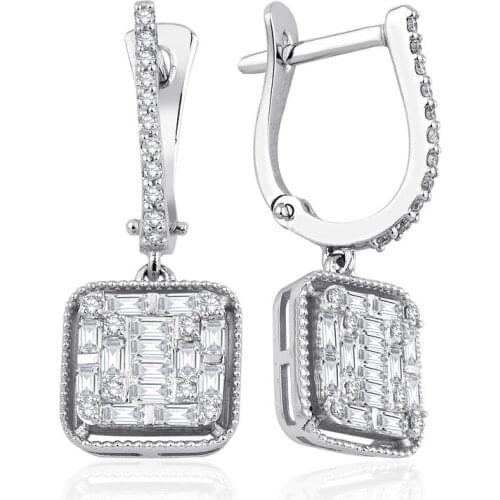 Symbol Gold 0.65 Carat Diamond Baguette Earring Piece Jewelry Rope Chain Charm Earring Jacket Bead Figure For Women