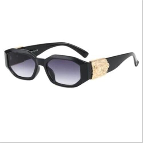 KAPELUS Little Retro Rectangle Irregular glasses hexagon The narrow side BianSeJing Womens outdoor casual sunglasses