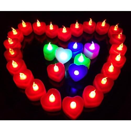 HEART Shaped LED Tea lights Battery Operated Candles SmartCandle 12PCS