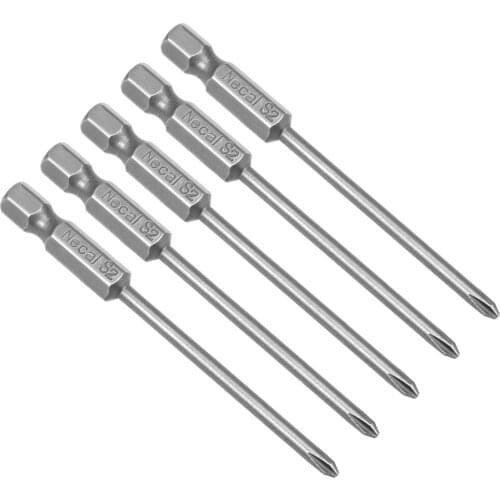 Uxcell 5Pcs 1/4-Inch Hex Shank 75mm Length Phillips 3PH1 Magnetic Screw Driver S2 Screwdriver Bits