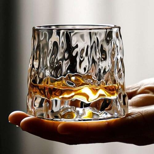 170ml Rotating Whiskey Glass Cup Tumbler Shaker Glass Espresso Coffee Cup Beer Mug Tea Glass Whiskey Glass Cups Drinkware