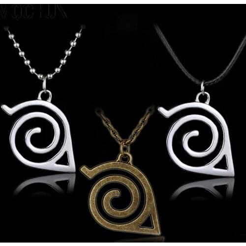 Japanese Anime Konoha Logo Necklaces Cosplay Metal Pendant Necklaces For Women Men Kids Fans Jewelry Gift
