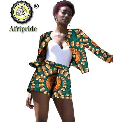 2019 african clothes for women dashiki outfir print tops shirt blouse+ ankara pants 2 piece set shorts wax AFRIPRIDE S1926032