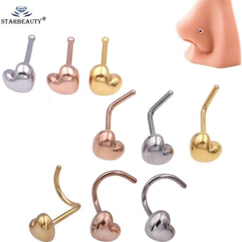 1PC New Arrival Cheap 4mm Heart Nose Piercing Cartilage NosePiercing Stud Thin Small Nose Ring Hoop Fashion Jewelry