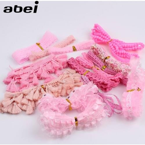 1yard/style, 1-4cm wide, Random Mix 10yards Pink Lace Ribbon Trims DIY Sewing Garments Accessory Dress Edge Embellishment