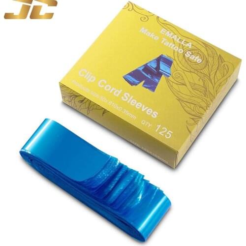 125Pcs Tattoo Clip Cord Sleeves Bags Supply Blue Disposable Covers Bags For Tattoo Machine Professional Tattoo Accessory