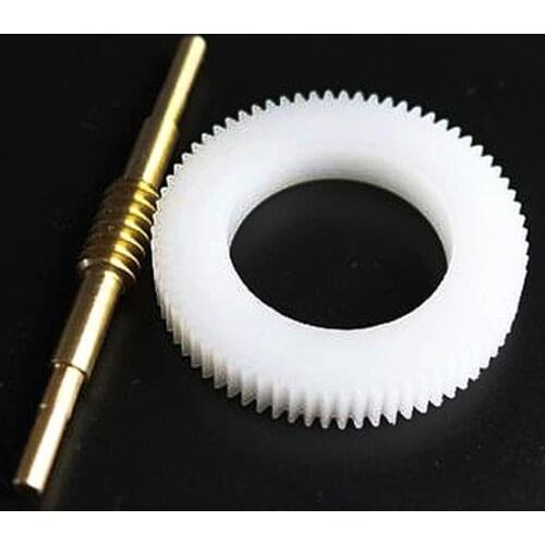 2Sets/lot 0.5 Mold 71Teeths 1:71 Nylon Worm Gear +Copper Worm Rod Diy Toy Parts--Gear Inner Hole:21.8mm