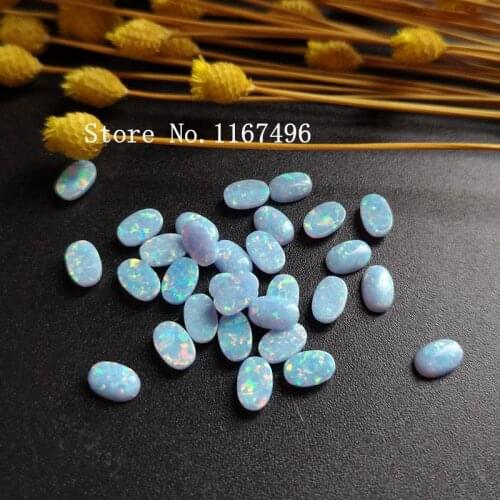 200pcs/lot 4x6mm synthetic Oval Cabochon cornflower blue Opal flatback opal stone