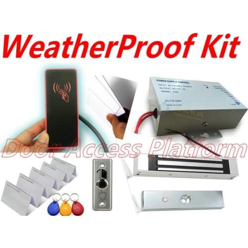 2,000 users EM IP54 Weather RFID EM Card access controller device+DC12V Power supply+Electronic Door Magnetic lock+exit button