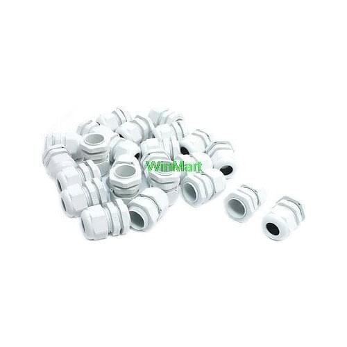24Pcs PG13.5 6mm to 12mm Waterproof Connector Plastic Cable Gland White