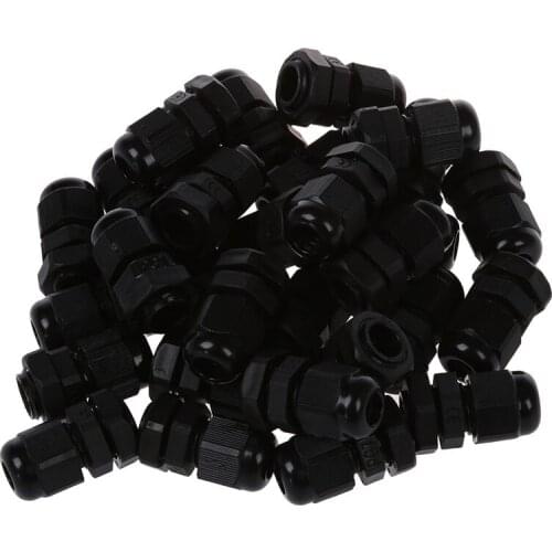 30 Pcs PG7 Waterproof Connector Gland Black for 4-7mm Diameter Cable