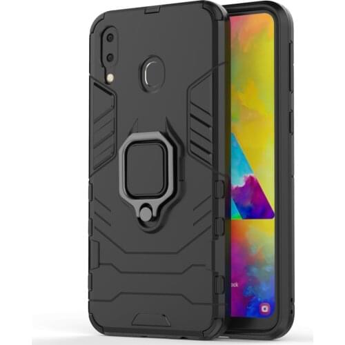 Armor Shockproof Ring Holder Case For Samsung Galaxy M20 Hard PC Soft TPU Hybrid Rugged Back Cover