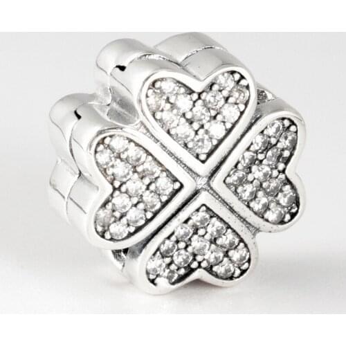 Free Shipping Authentic 925 Sterling Silver Petals of Love Clip Charms Fit Original Pandora Bracelet For Women DIY Jewelry