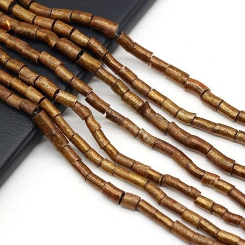 Natural Stone Coral Beads Gold-plated Tube Loose Spacer Bead for Jewelry Making Diy Women Bracelet Necklace Accessories