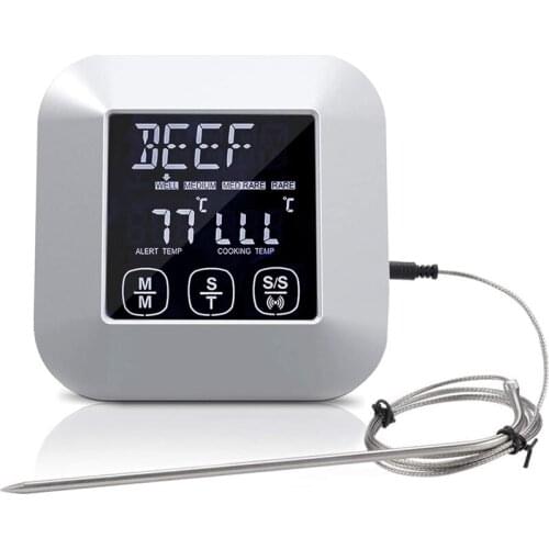Digital Contact Screen Cooking Thermometer for Meat Poultry Fish for Use in Frying Pan Oven Smoker BBQ Grill All Temps