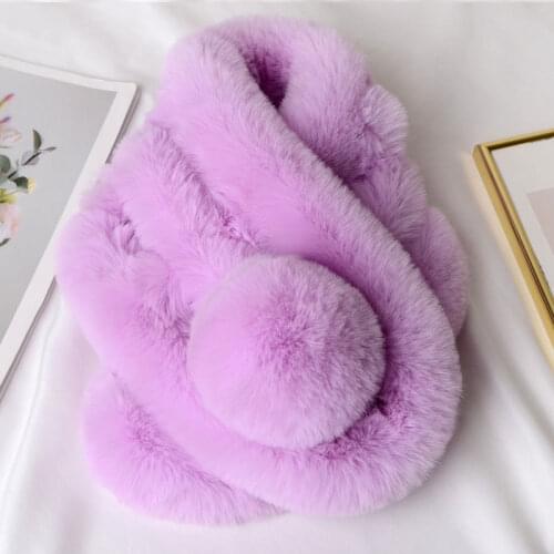 Purple winter scarf Luxury Faux Fur Warm Scarf Fashion Soft Plush Thicken Snood Scarves Shawl for Adult Kids Women Girls Gift