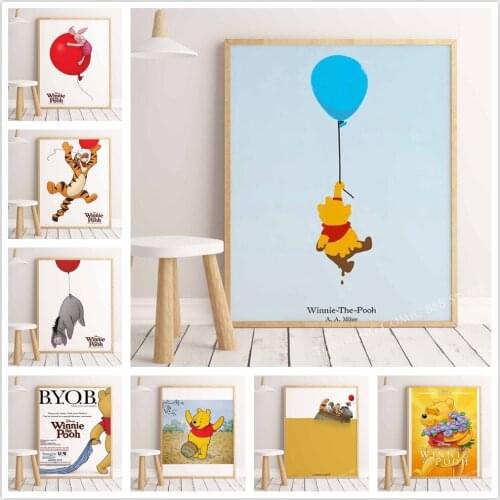 Canvas Painting Disney Winnie the Pooh and his friends Poster Childrens Room Decorative Wall Art Children Gift Cuadros Decor
