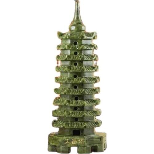 Chinese handmade sculpture Jade shows Nan jade Wenchang tower